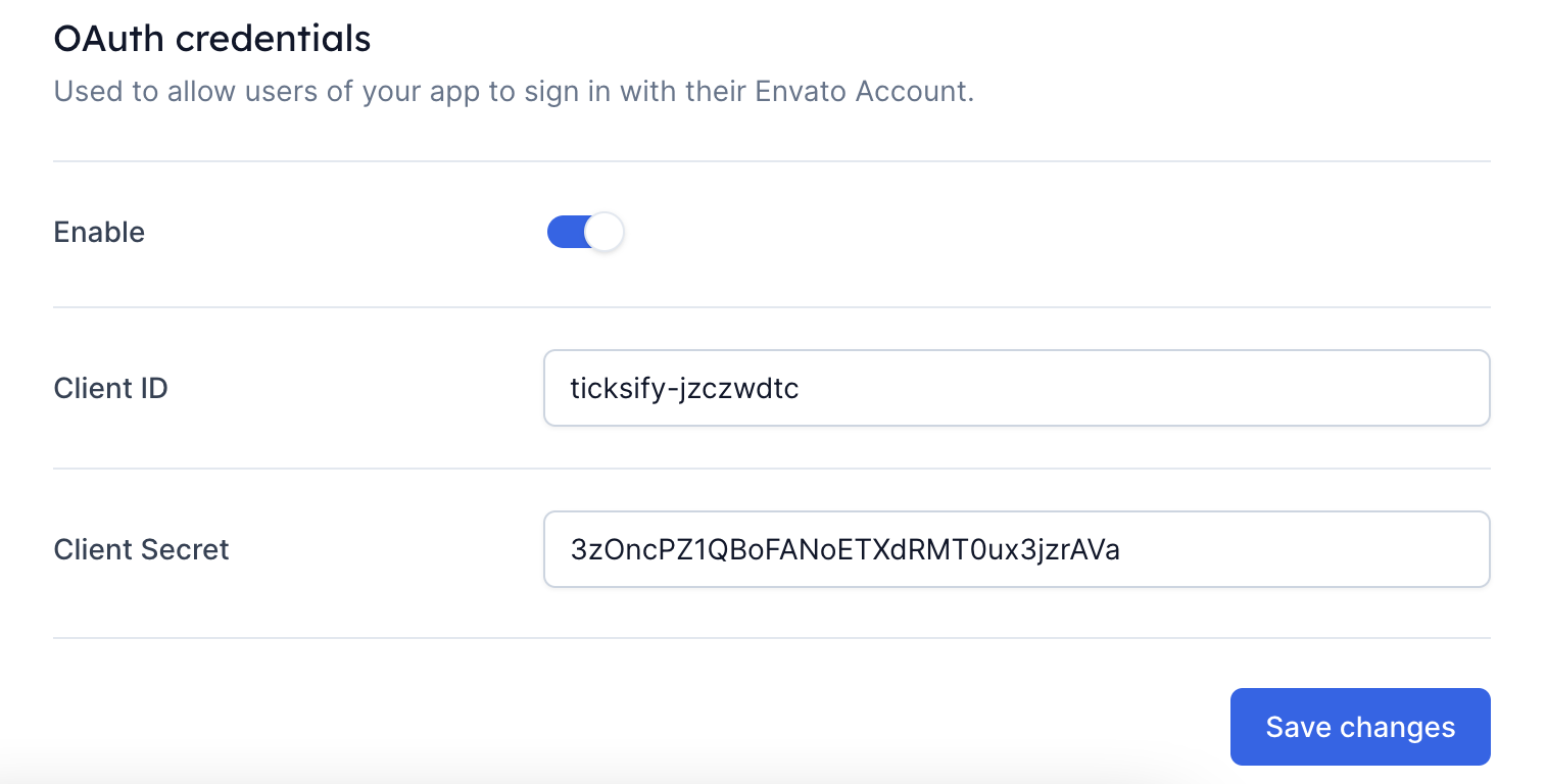 Add OAuth credentials to Ticksify