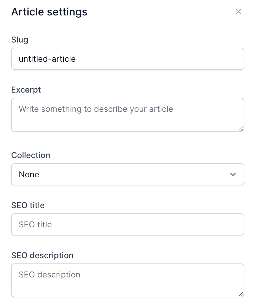 Knowledge Base article settings